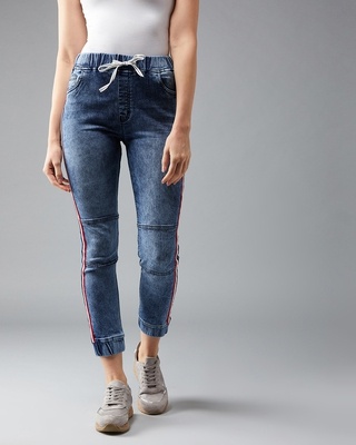 Shop DOLCE CRUDO The Mean Girl Patch Denim Jogger-Front