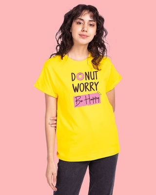 Shop Donut Worry Boyfriend T-Shirt Pineapple Yellow-Front