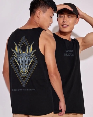 Shop Men's Black House Of The Dragon Blood Graphic Printed Vest-Front
