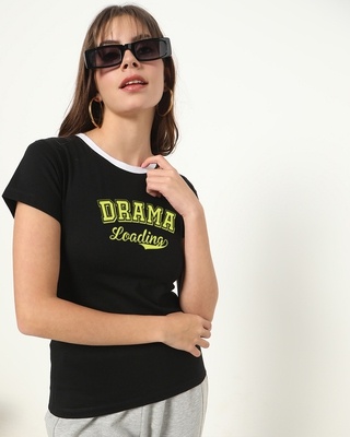 Shop Drama Loading Varsity Half Sleeve T-shirt-Front
