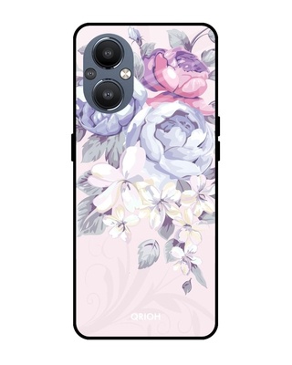 Shop Elegant Floral Printed Premium Glass Cover For OnePlus Nord N20 (Shockproof, Light Weight)-Front