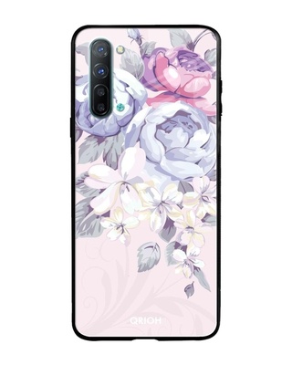 Shop Elegant Floral Printed Premium Glass Cover for Oppo Reno 3 (Shock Proof, Lightweight)-Front