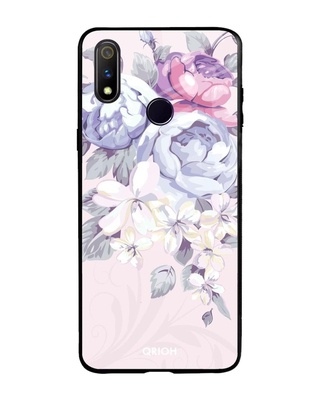 Shop Elegant Floral Printed Premium Glass Cover for Realme 3 Pro (Shock Proof, Lightweight)-Front