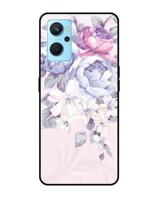 Shop Elegant Floral Printed Premium Glass Cover for Realme 9i (Shock Proof, Lightweight)-Front