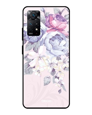 Shop Elegant Floral Printed Premium Glass Cover for Redmi Note 11 Pro 5G (Shockproof, Light Weight)-Front