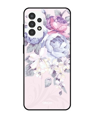 Shop Elegant Floral Printed Premium Glass Cover for Samsung Galaxy A13 (Shockproof, Light Weight)-Front