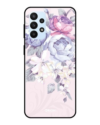 Shop Elegant Floral Printed Premium Glass Cover for Samsung Galaxy A23 (Shockproof, Light Weight)-Front