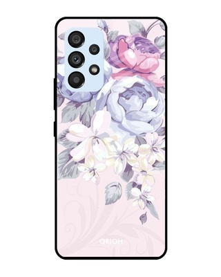 Shop Elegant Floral Printed Premium Glass Cover for Samsung Galaxy A53 5G (Shock Proof, Light Weight)-Front