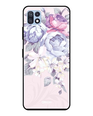Shop Elegant Floral Printed Premium Glass Cover for Samsung Galaxy F42 5G (Shock Proof, Light Weight)-Front