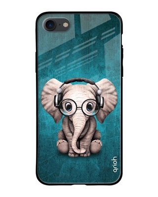 Shop Elephant Printed Silicon Glass Cover For iPhone 7 (Light Weight, Impact Resistant)-Front