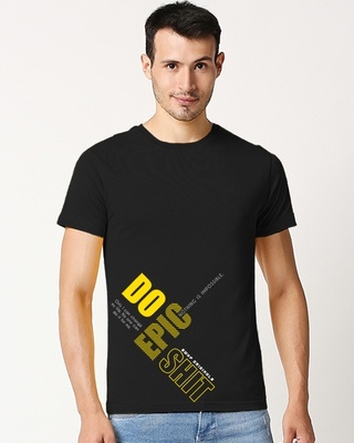 Shop Men's Black Epic Words T-shirt-Front