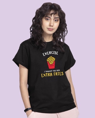Shop Extra Fries Boyfriend T-Shirt Black-Front