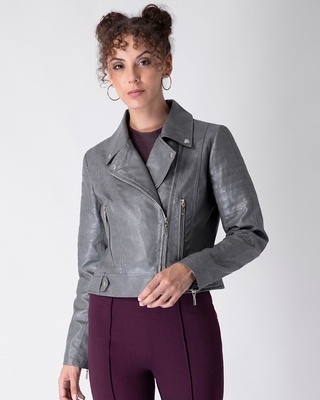 Shop FabAlley Women's Grey Regular Fit Jacket-Front