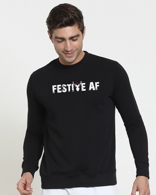 Shop Men's Printed Festive AF Winter Crewneck Sweatshirt-Front