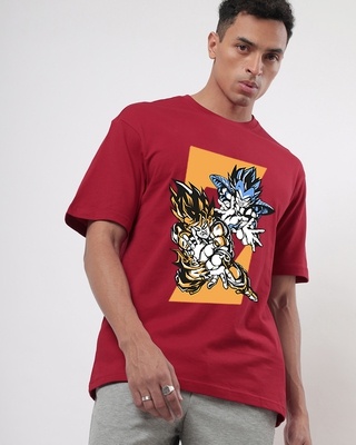 Shop Men's Red Fighter Z Oversized T-shirt-Front