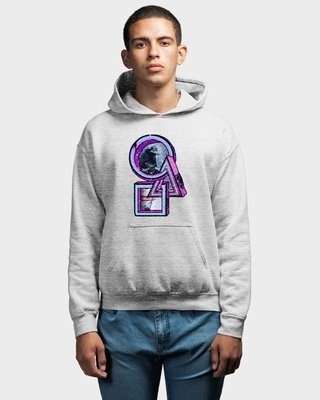 Shop Fighting Fame Men's Grey Shapes & Stars Abstract Hoodie-Front