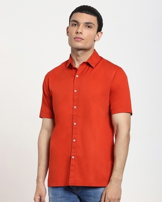 Shop Fire Whirl Half Sleeve Solid Shirt-Front