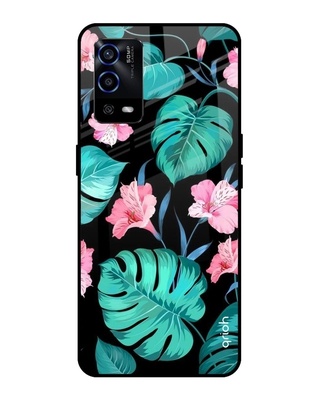 Shop Floral Printed Premium Glass Cover for Oppo A55 (Shock Proof, Lightweight)-Front