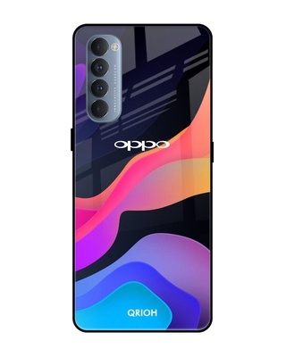 Shop Fluid Printed Premium Glass Cover for Oppo Reno 4 Pro (Shock Proof, Lightweight)-Front