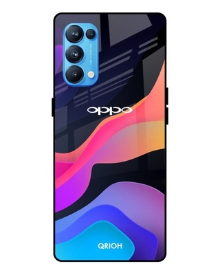 Shop Fluid Printed Premium Glass Cover for Oppo Reno 5 Pro (Shock Proof, Lightweight)-Front