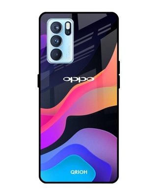 Shop Fluid Printed Premium Glass Cover for Oppo Reno 6 Pro (Shock Proof, Lightweight)-Front