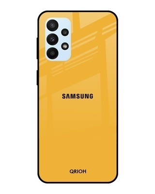 Shop Fluorescent Yellow Printed Premium Glass Cover for Samsung Galaxy A23 (Shockproof, Light Weight)-Front