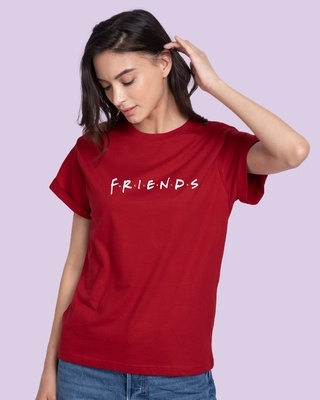 Shop Women's Red Friends Logo (FRL) Typography Boyfriend T-shirt-Front
