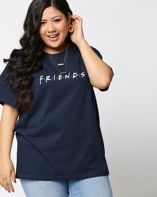 Shop Friends logo (FRL) Women's Boyfriend T-shirt Plus Size-Front