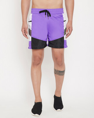 Shop Fugazee Plum Active Cut & Sew Shorts-Front
