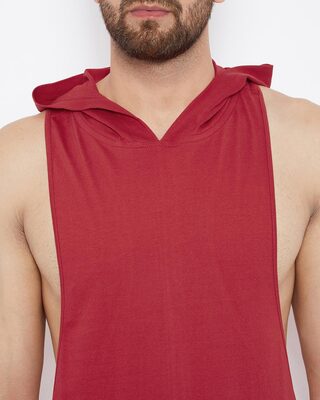 Shop Fugazee Red Hooded Stringer Vest-Front