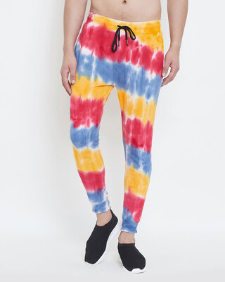 Shop Fugazee Tie & Dye Multicolor Joggers-Front