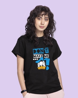 Shop Women's Black Furious Donald (DL) Graphic Printed Boyfriend T-shirt-Front