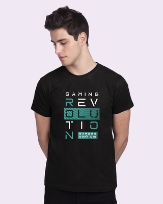 Shop Gaming Revolution Half Sleeve T-Shirt Navy Blue-Front