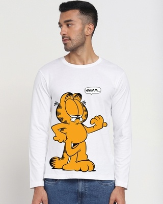 Shop Men's White Garfield Graphic Printed T-shirt-Front
