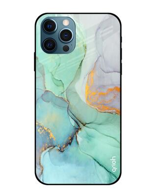 Shop Qrioh iPhone 12 Pro Max Green Marble Glass case-Front
