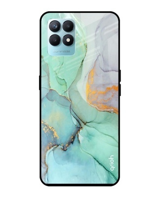 Shop Green Marble Printed Premium Glass Cover for Realme Narzo 50 (Shockproof, Light Weight)-Front