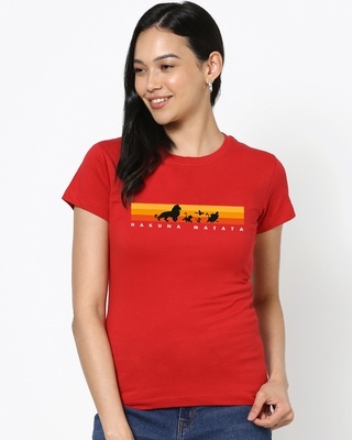 Shop Women's Red Hakuna Matata Typography T-shirt-Front