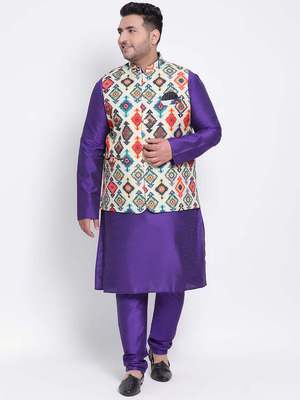 Shop Hangup 3 Pics 3Pc Kurta Pyjama Nehru-Front