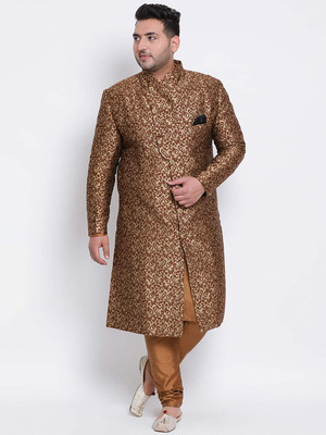 Shop Hangup 3 Pics 3Pc Kurta Pyjama Sherwani-Front