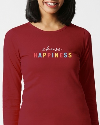 Shop Happiness Colorful Full Sleeves T-Shirt-Front