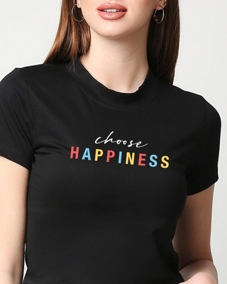 Shop Happiness Colorful Half Sleeve Snug Blouse-Front