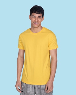 Shop Happy Yellow Half Sleeve T-Shirt-Front