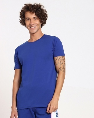Shop Hashtag Blue Half Sleeve T-Shirt-Front