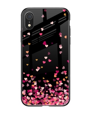Shop Heart Rain Fall Printed Premium Glass Cover for iPhone XR (Shock Proof, Lightweight)-Front