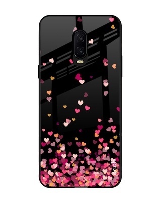 Shop Heart Rain Fall Printed Premium Glass Cover for OnePlus 6T (Shock Proof, Lightweight)-Front