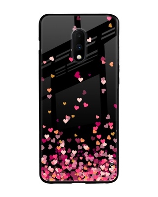 Shop Heart Rain Fall Printed Premium Glass Cover for OnePlus 7 (Shock Proof, Lightweight)-Front