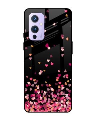 Shop Hearts Printed Premium Glass Cover For OnePlus 9 (Shock Proof, Impact Resistant)-Front