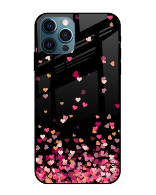Shop Hearts Printed Silicon Glass Cover For iPhone 12 Pro Max (Light Weight, Impact Resistant)-Front