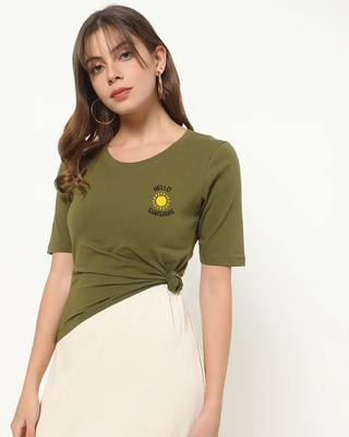 Shop Hello Sunshine Elbow Sleeve T-shirt-Front