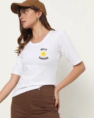 Shop Women's Hello Sunshine Elbow Sleeve T-shirt-Front